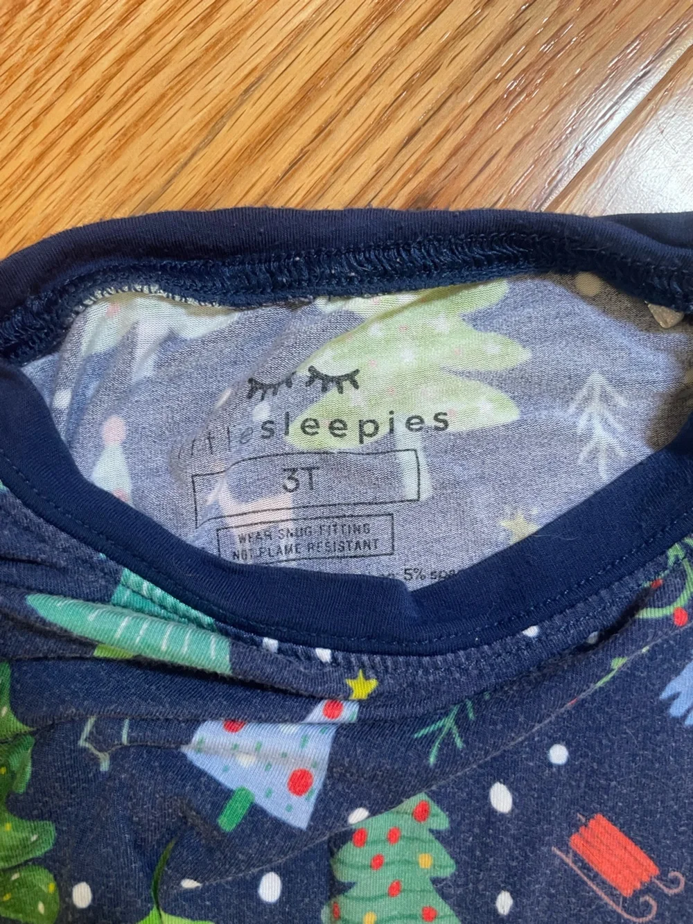 Kids Navy Holiday Tree Pajama Set